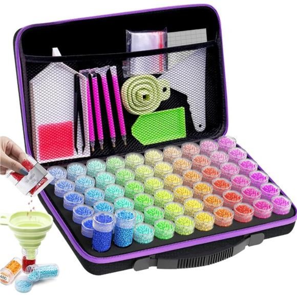 DiamondPainting StorageBoxes,60Slots Bead Storage with 5D Diamond ArtAccessories - Picture 1 of 7
